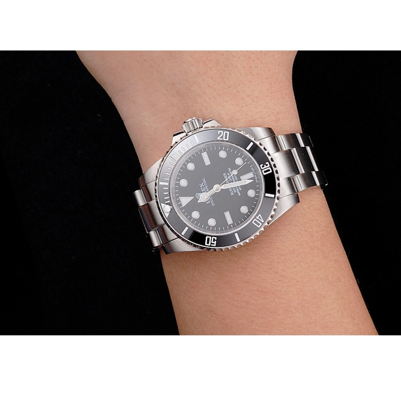 Aaa replica watch And Swiss No Date Dial Bezel Bracelet Rolex And Steel Case Stainless Black Submariner 0518